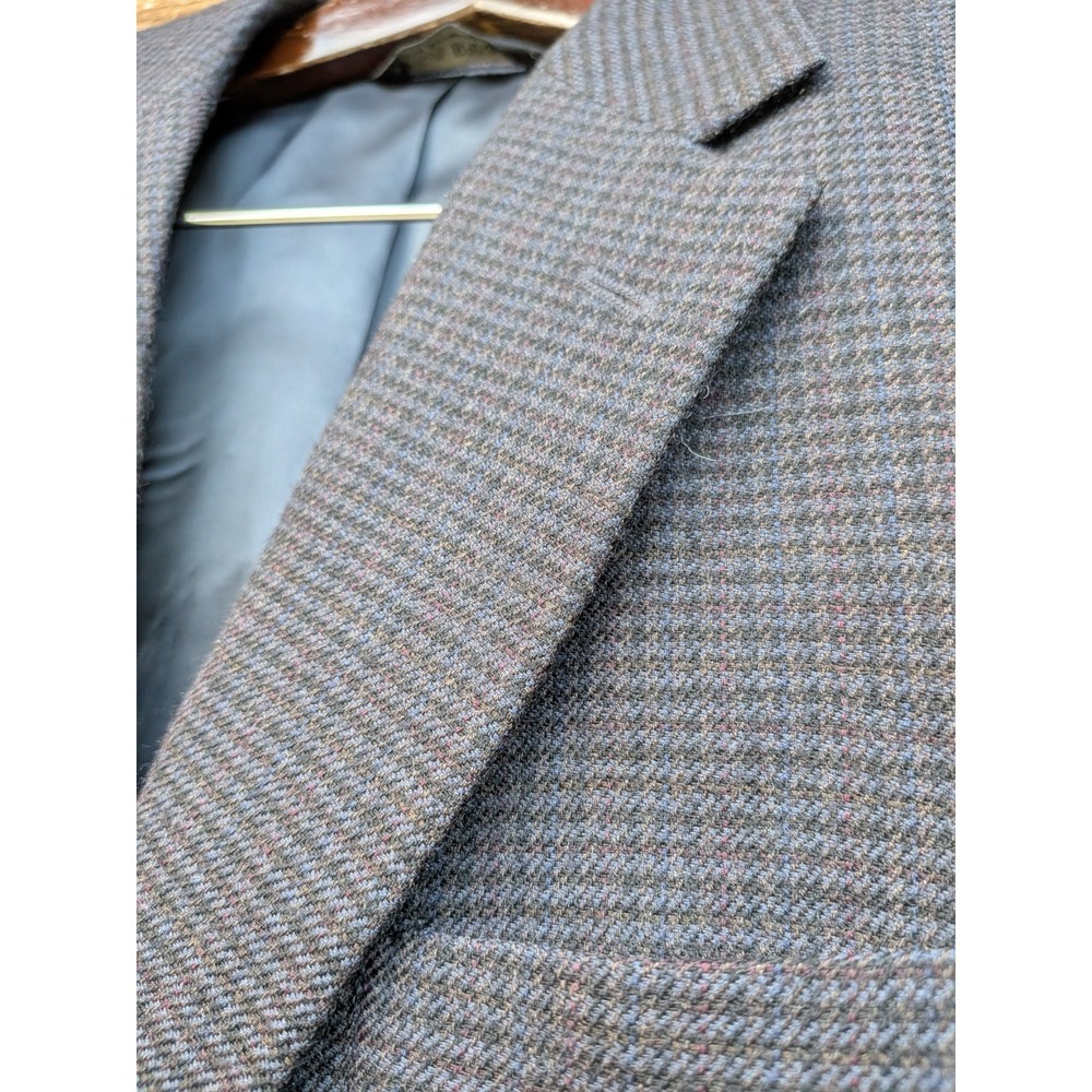 Jos A Bank Mens 42S Classic Houndstooth Plaid Check 100% Wool Blazer Sport Coat